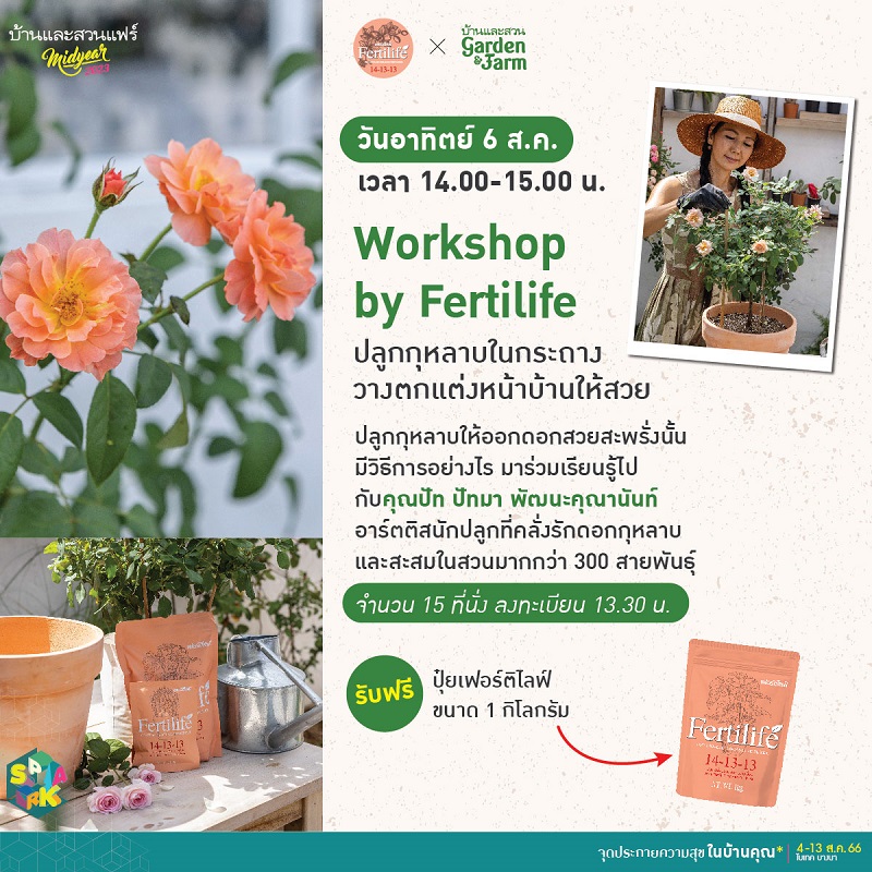 Workshop by Fertilife ปลูกกุหลาบในกระถาง วางตกแต่งหน้าบ้านให้สวย