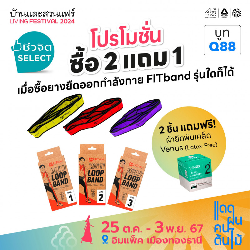 ซื้อ 2 แถม 1 เมื่อซื้อยางยืดออกกำลังกาย FITband รุ่นใดก็ได้