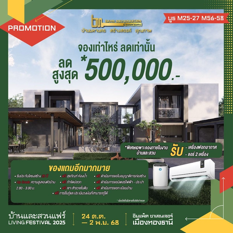 บ้านมหานคร จองเท่าไหร่ ลดเท่านั้น