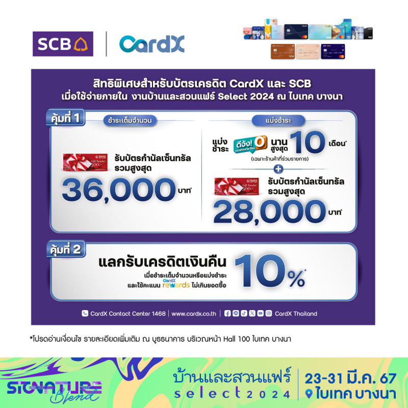 สิทธิพิเศษสำหรับบัตรเครดิต CardX และ SCB